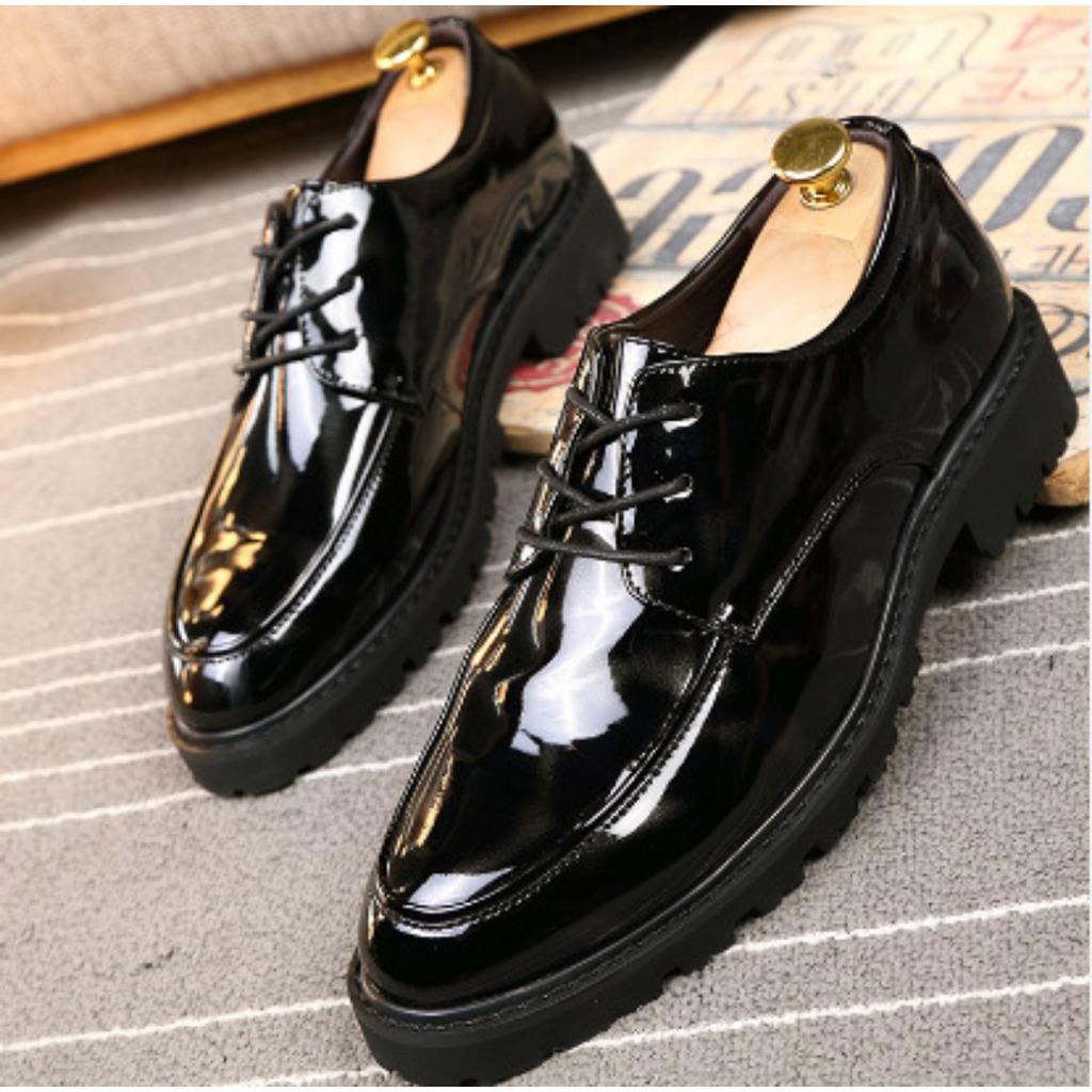 Men's Shoes Spring British Men's Business Leather Shoes Men's Youth Glossy Fashion Trend Casual Shoes Men's