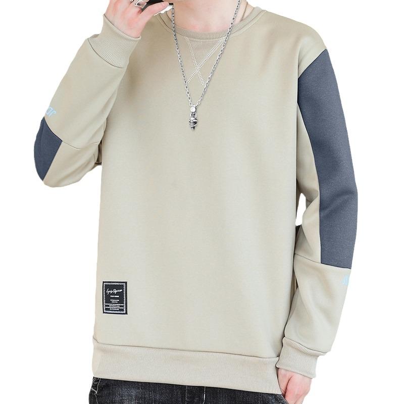 Herbst und Winter Rundhals Kontrastfarbe Lässiges Sweatshirt Herren Langarm Locker Modisch Lässiges Oberteil