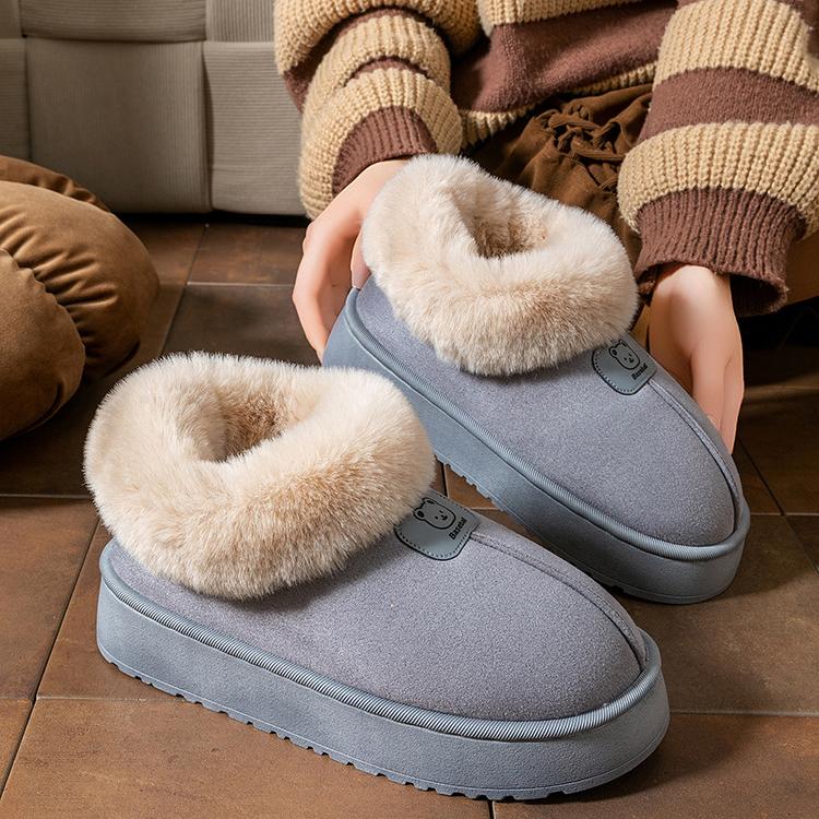 Fleece Lined Winter Slippers Men Women Ankle Cover Thick Sole Lightweight Eva Indoor Outdoor Warm Home Shoes