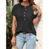 IHUASU Spring and Summer Women's Blouse Solid Color Twist Button Fashion Short-sleeved T-shirt Woman