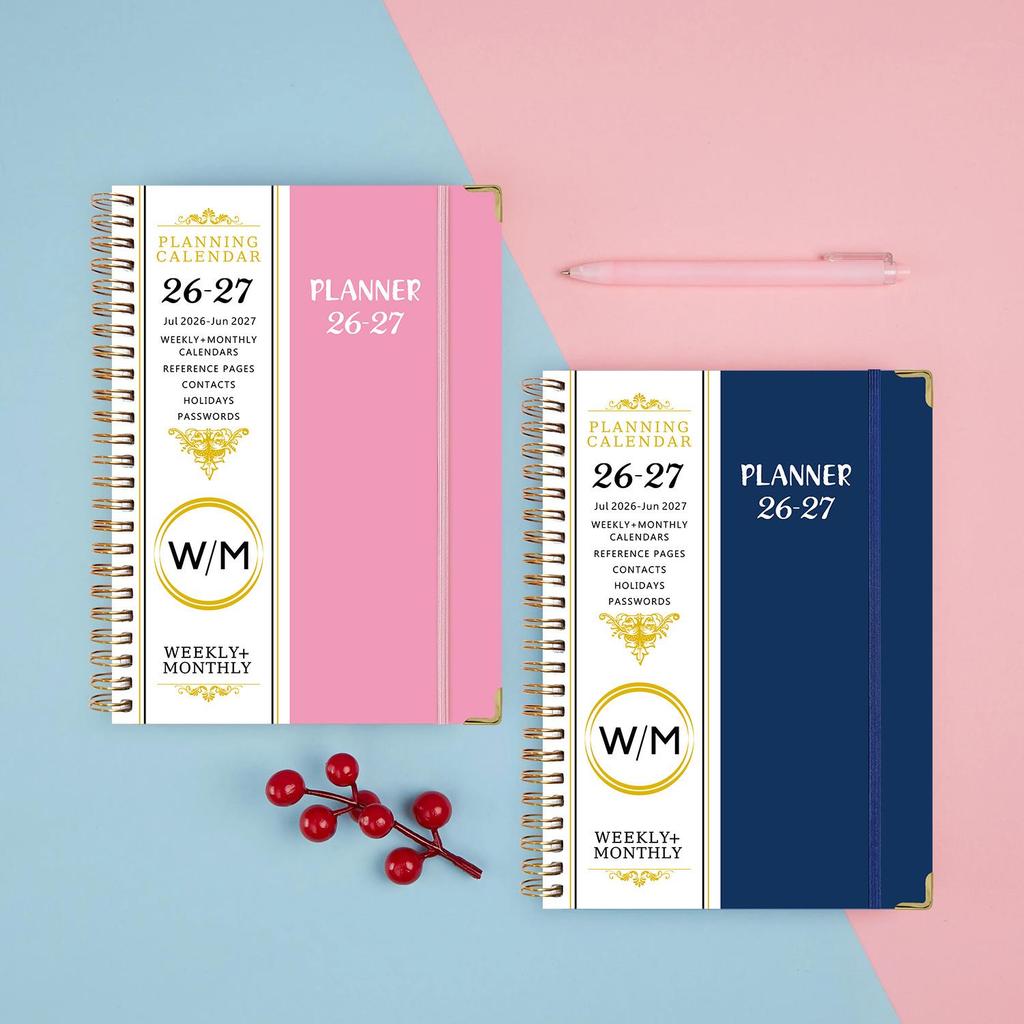 In Stock A5 Cross-border English Notebook 2026-27 Daily Planner with Customizable Coil Binding