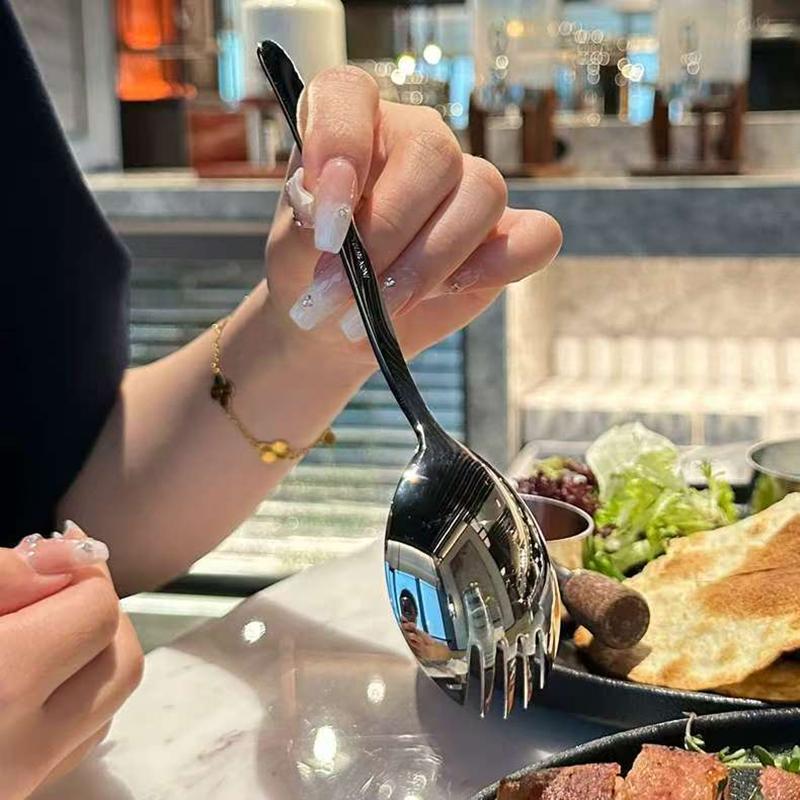 Edelstahl Rundlöffel Net Rot Golden Dinner Langer Griff Rühren Dessertlöffel Für Küchenzubehör Gadgets