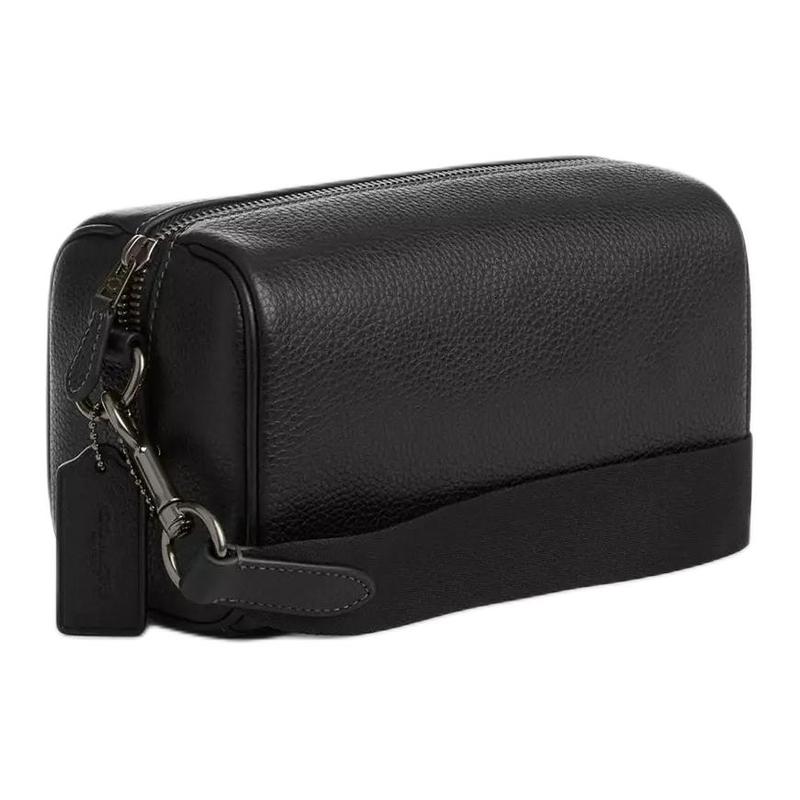 COACH AXEL 21 Branded Print Fine Pebbled Leather Crossbody Bag Small Men's Black