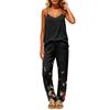 Women Sleeveless Pullover Casual Top with Back Cutout Loose Fit and Elastic Waist Floral Print Pants Two Piece Lounge Set