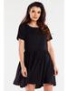 Loose viscose mini dress with short sleeves, black XL