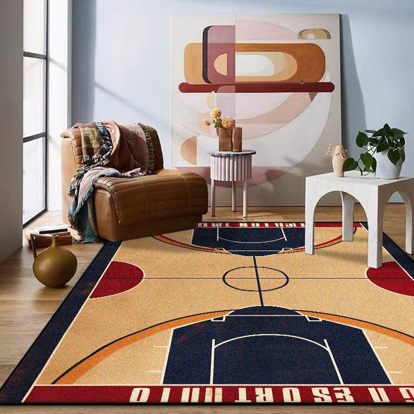 Modern Large Size Gaming Room Decoration Rug Basketball Court Pattern Live Room Carpet Soft Easy Cleaning Non-slip Mat for Kids