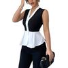 Summer New Women's Sleeveless Shirt, European American Commuter Style Fake Two-piece Cardigan Blouse Leisure Women