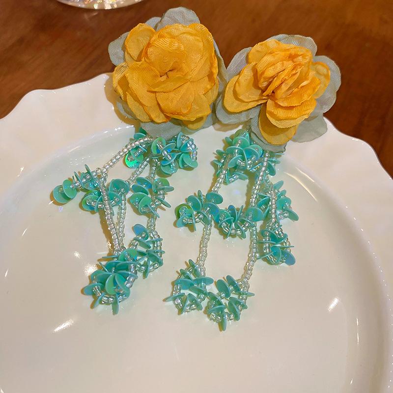 

Серьги с бахромой из цветов, создающие супер сказочную атмосферу, серьги в стиле мори, маленькие свежие, с темпераментом, нишевые серьги высокого класса, женские