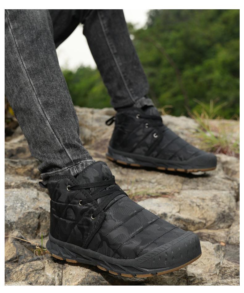 Men's High-Top Camouflage Waterproof Snow Boots - Non-Slip Outdoor Velvet-Lined Casual Cotton Shoes