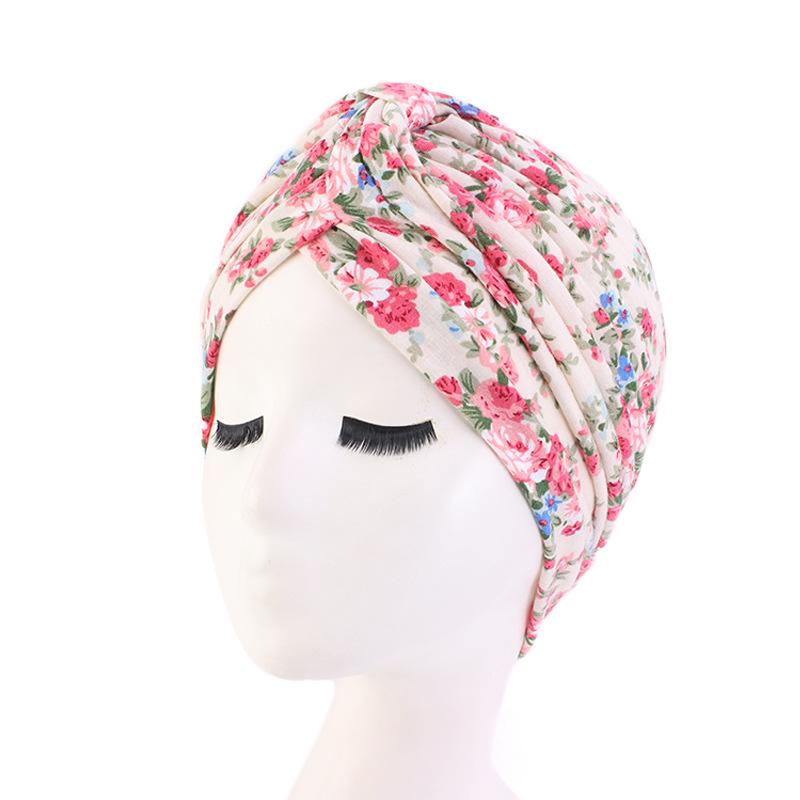 Turbanmütze für Damen mit Leoparden- und Schlangenhaut-Blumendruck und Knoten