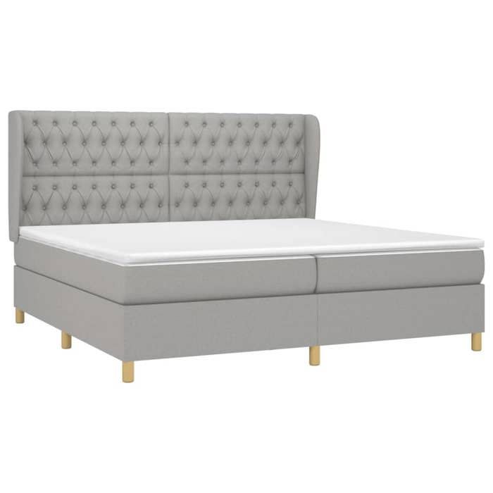3128789 vidaXL Lit à sommier tapissier avec matelas Gris clair 200x200cm Tissu