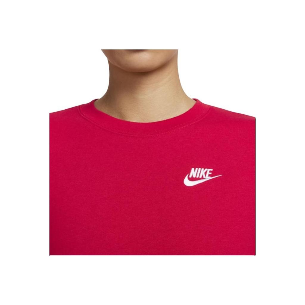 Nike Sportswear Club Fleece Solid Color Crewneck Casual Long Sleeve Sweatshirt Women sweatshirt Red DQ5474-657