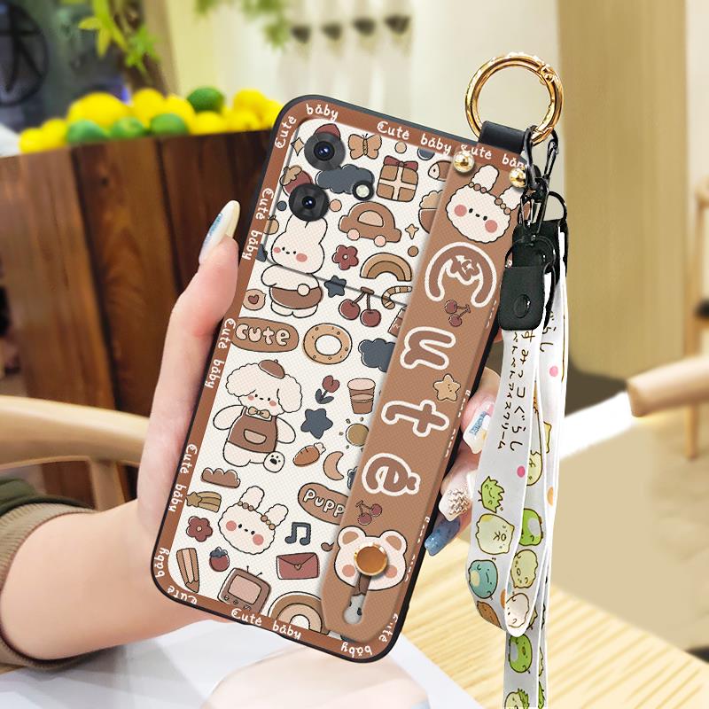 Back Cover Protective Phone Case For Cubot Note21 Cartoon Dirt-resistant Lanyard Anti-knock Wristband Ring Kickstand