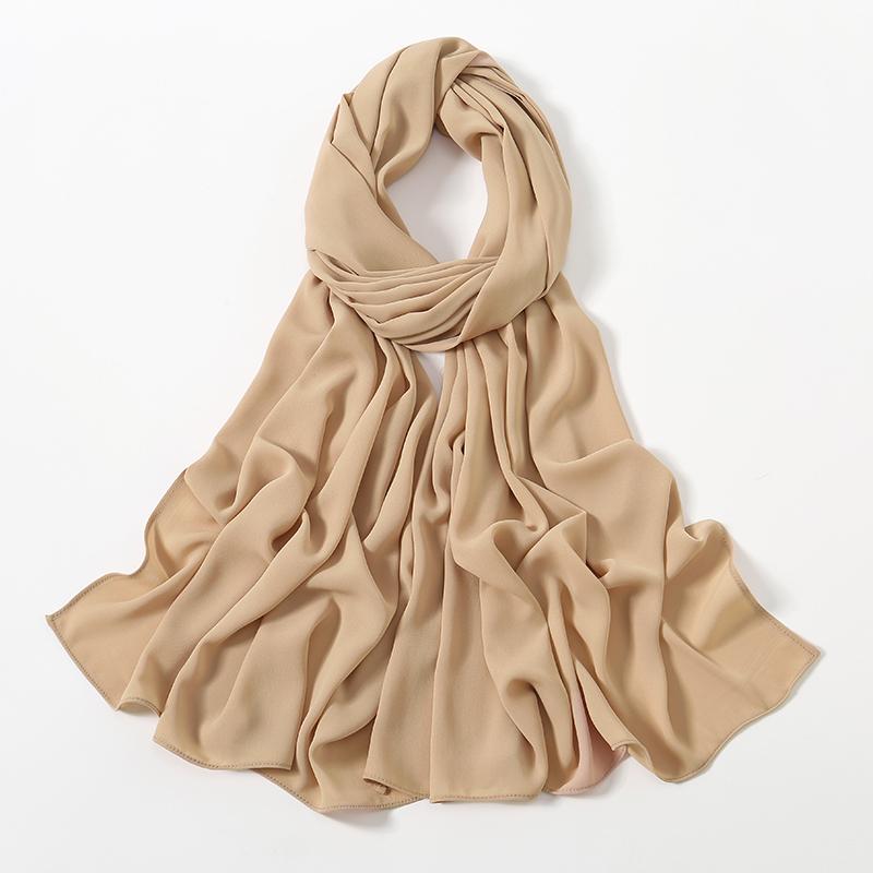 Women Heavy Chiffon Hijab Scarf Premium Chiffon Muslim Hijabs Plain Good Stitching Maxi Wrap Solid Color Musulman Femme Shawls