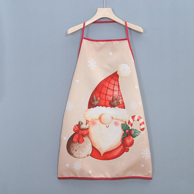 Cross Border New Christmas Decorations Fabric Printed Santa Claus Apron Restaurant Bar Party Atmosphere Decorations 1pc