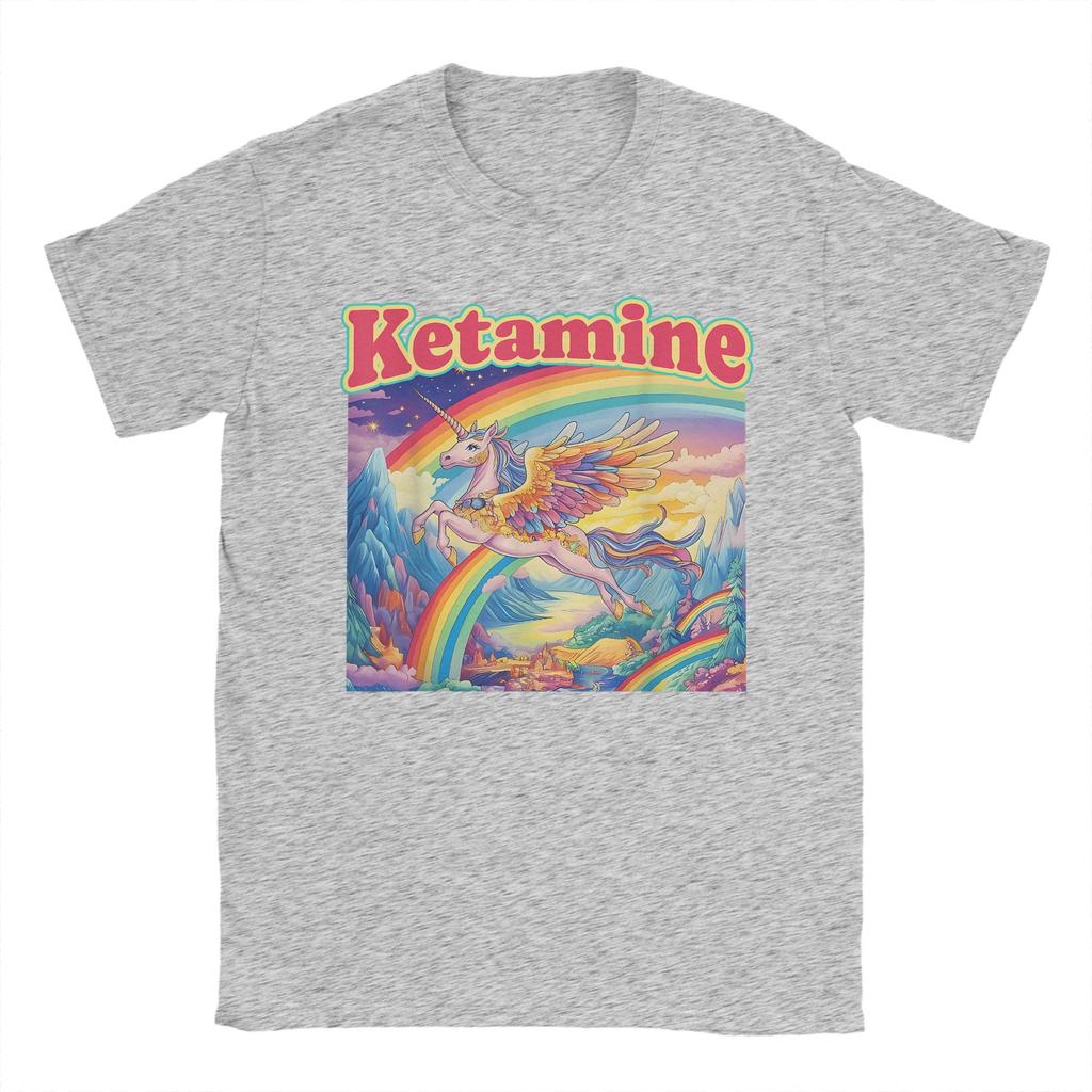 Funny Ketamine Horse Unicorn Emergency Rainbow 100 Cotton T Shirt For Men Summer TShirts Breathable Tee Shirt Oversize Clothing