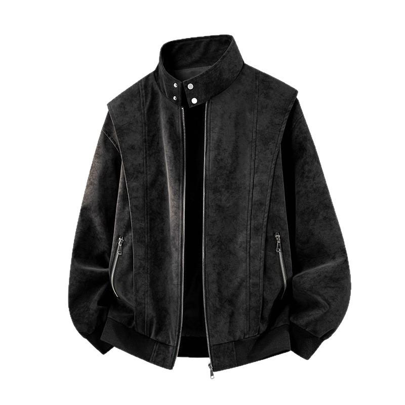 Leather Jacket Men's Autumn New PU Leather Jacket Middle-aged Men's Thin Large Size Leather Jacket Casual Leather Jacket