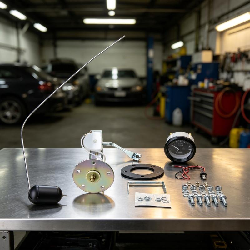 12V Fuel Level Gauge with Float Sensor Kit, 52mm 2 Inch Black Face Instrument for Tank Monitoring, Panel Service, and Replacement Projects