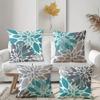 4-piece Blue-Gray Geometric Floral Print Pillowcases, Soft and Durable Polyester Fabric with Zipper Closure, Suitable for Sofa