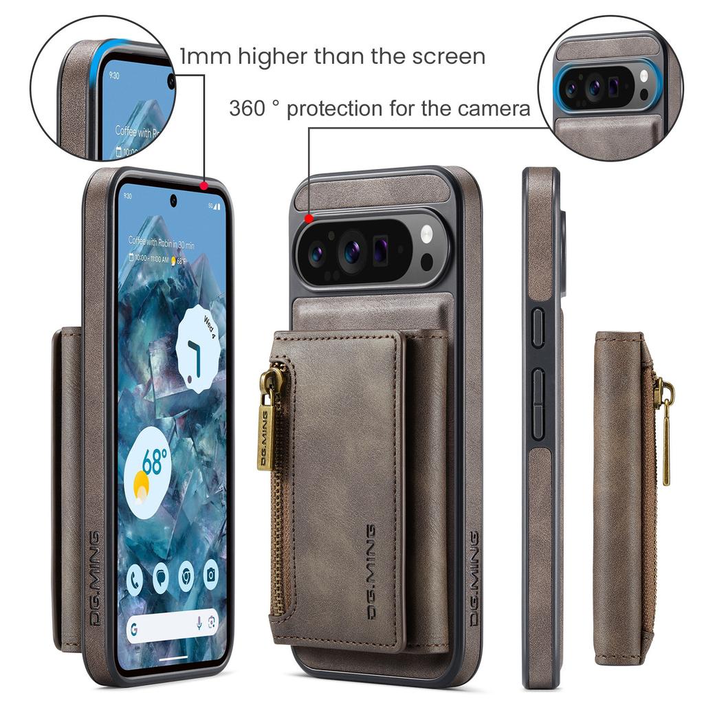 Leather Phone Case for Google Pixel 10 Pro XL Pixel9 Pro 8 Detachable Magnetic RFID Blocking Photo&Card Slot Wallet Stand Cover