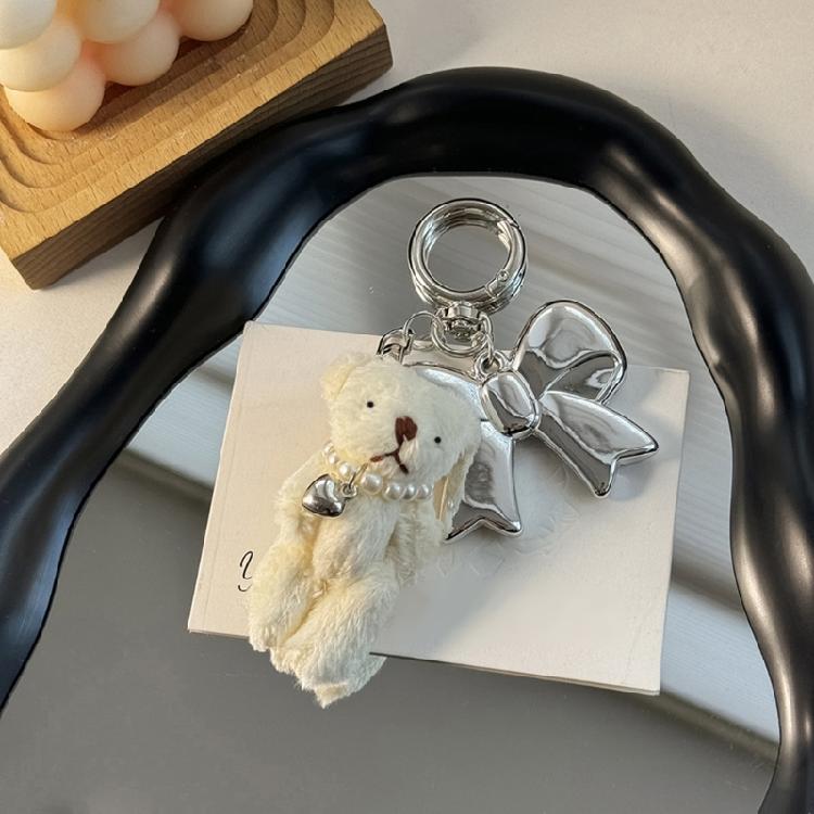 Fashionable Plush Bear Keychain Phone Charm Unique Keyring Cartoon Bag Pendant Accessory for Purse Wallet Handbag