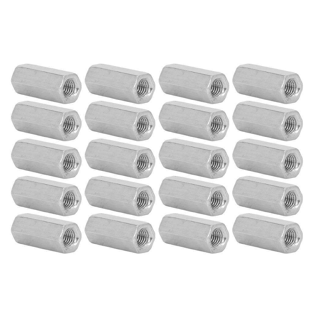 20 Pcs Hex Coupling Nut M6x1 L25mm Stainless Steel Threaded Rod Connectors for Bolts Studs Mechanical Screws