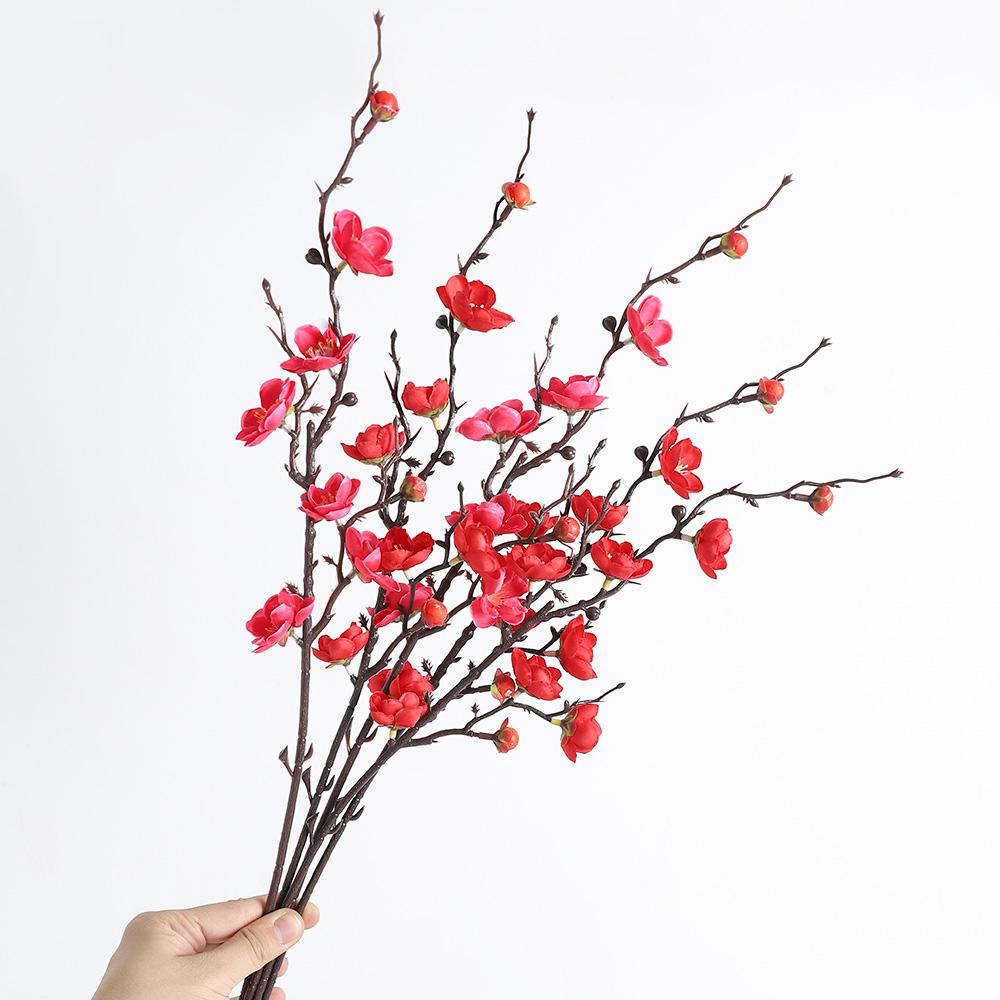 3/5Pcs Peach Blossom Artificial Flowers Bouquet 39CM Fake Flower for Home Room Decor Wedding Decoration Vase Ornament Accessory