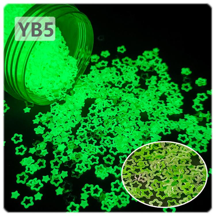 Luminous Hollow Plum Sequin Nail Art Patch: 4MM Glow, Mother-and-Child Star Design, 8 Colors, Solvent-Resistant