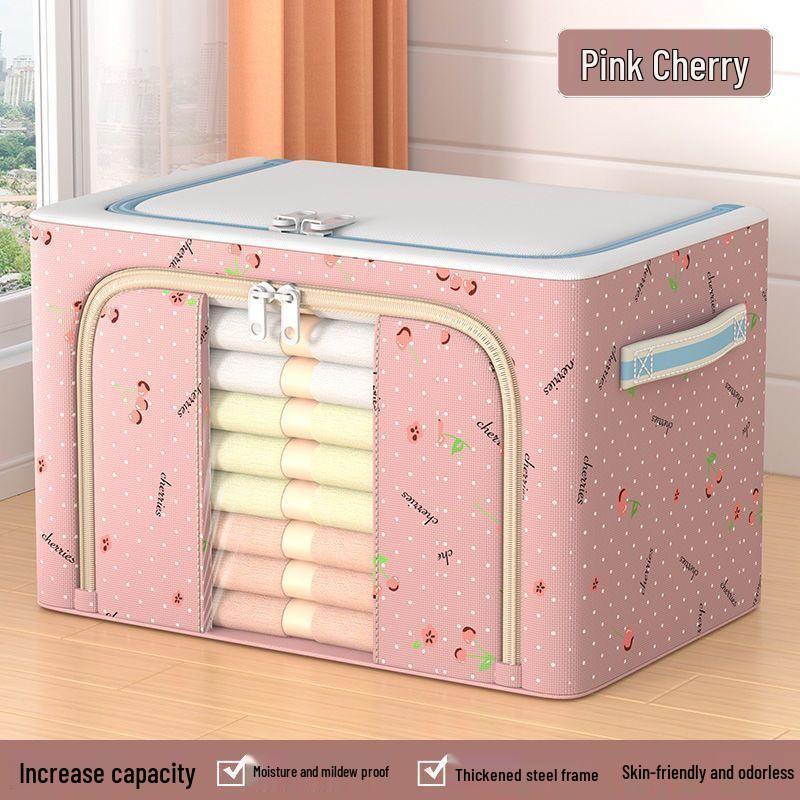 Foldable Oxford Cloth Storage Box with Steel Frame - Large Capacity for Clothes and Quilts