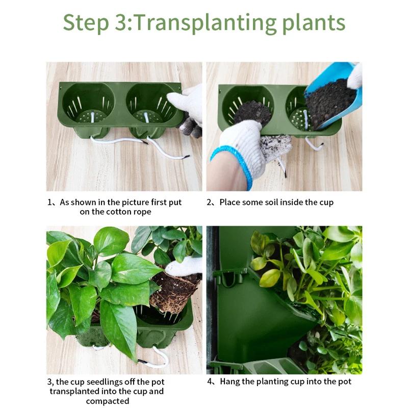 İstiflenebilir Duvar Saksısı Bahçe Plastik Saksılar Kendiliğinden Sulama Çiçek Torbaları Duvara Asılan Dikey Sukulentler Bitki Bonsai Ev Aletleri