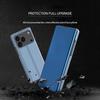 Business All Curved Glossy Mirror Flip Kickstand Leather Back Case For IPhone 17 Pro Max Air 16 E 15 14 13 Plus Shockproof Cover