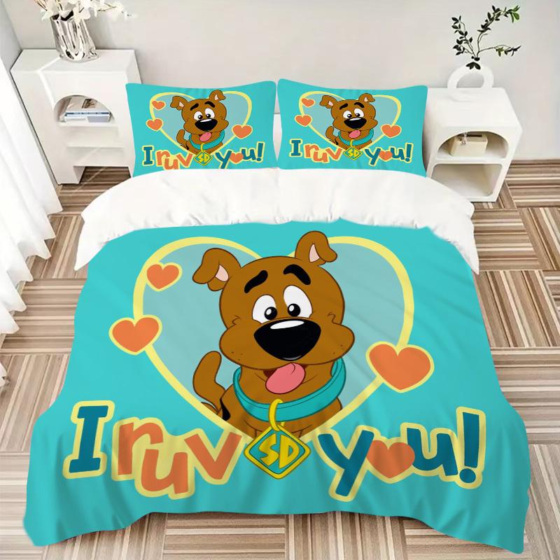 Scoobydoo Heart Love Print 3Pcs Bedding Setduvet Cover With 2 Bedropillowcase Home Birthday Gift