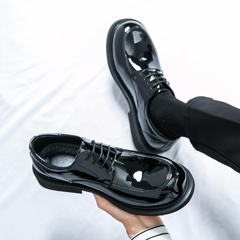 Fashion Mens Casual Leather Shoes Fashion British Trend Designer Derby Shoes Business Dress Shoes for Male Patent Leather Wedding Shoes