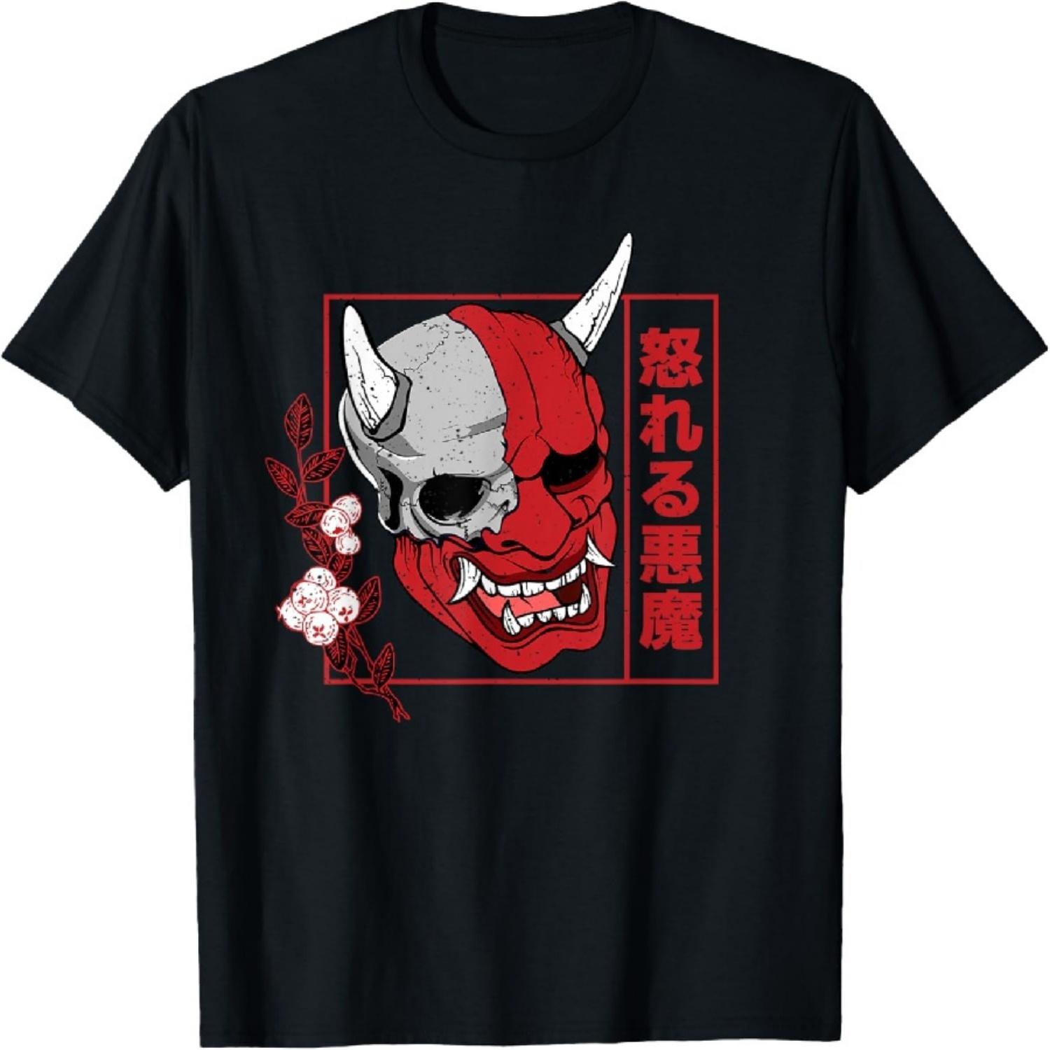 

Японское искусство демона лицо Череп дьявол они харадзюку эстетика Футболка XXXXXL чёрный