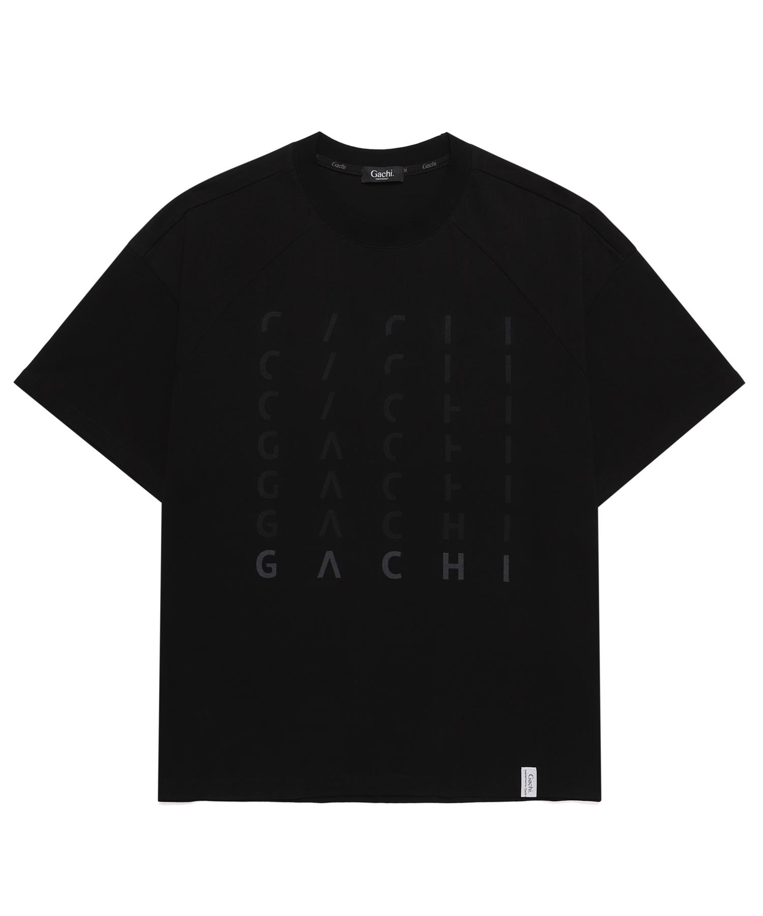 Gachi Oversized Ombre Print Pigment Raglan Short Sleeve Black M