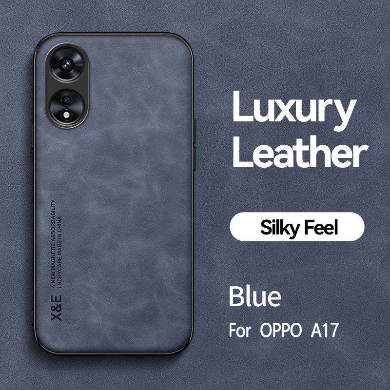 For Oppo A17 4G Cover 6.56'' Luxury Leather Magnetic With Metal Plate Kickstand Phone Cases for Oppo A17 A 17 CPH2477 Back Cover