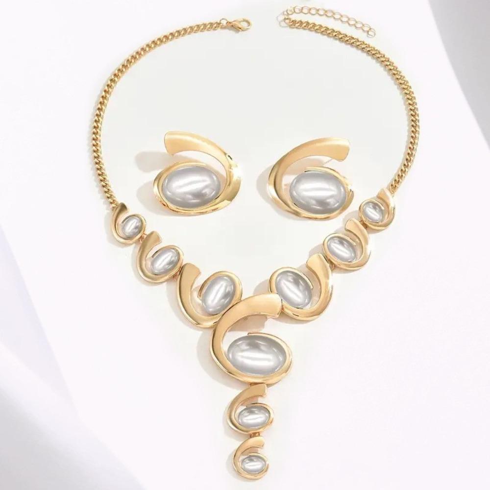 European and American Bohemian Style Spiral Snail-shaped Acrylic Gem Jewelry Set Women's Necklace Bracelet Combination