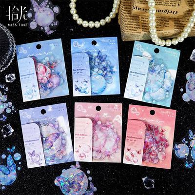 Illusion Butterfly Bubble Series Die-Cut Stickers - 10 Sheets, 6 Styles for Journals