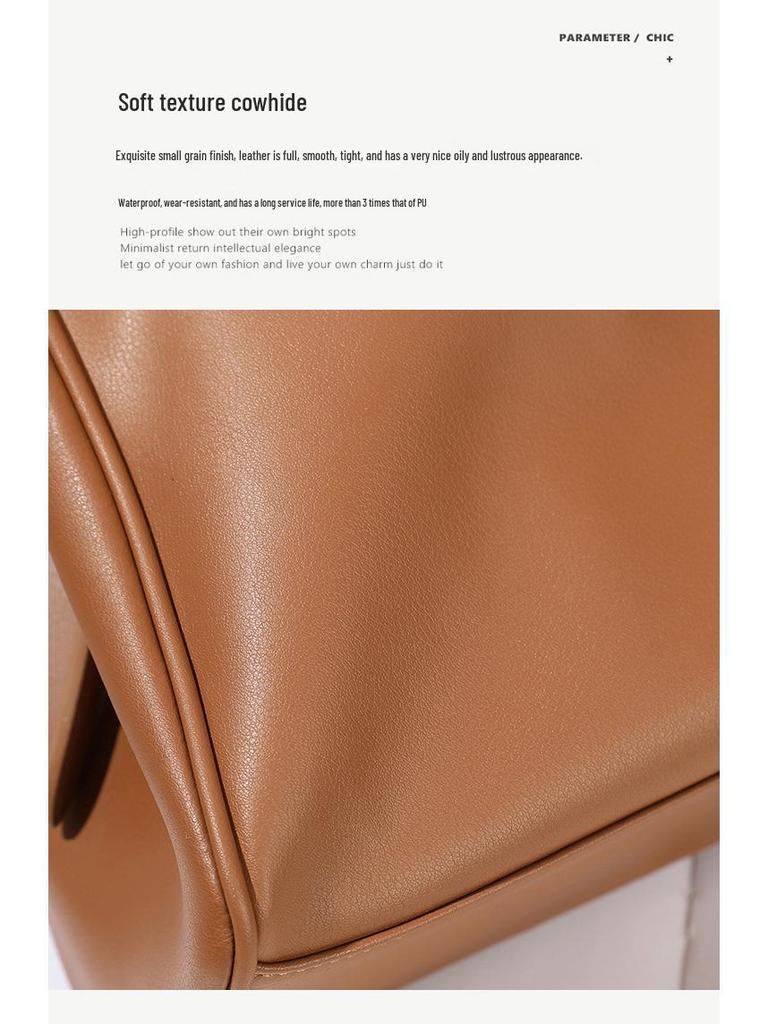 2022 Spring/Summer Women's Genuine Leather Large Capacity Shoulder Crossbody Tote