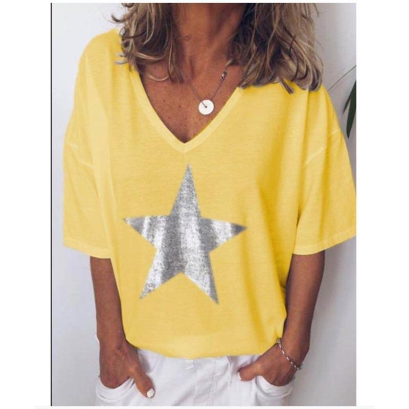 QICED Women's Fashion Casual Short Sleeve V Neck Blouses & Shirts