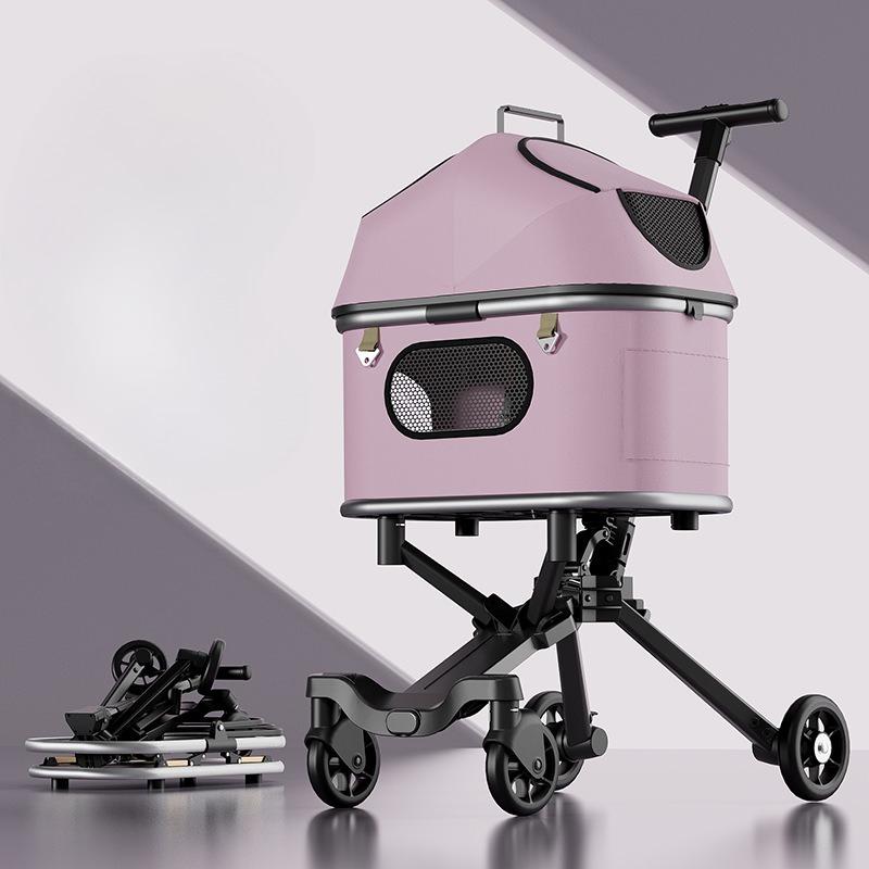Passeggino per Animali in Lega di Magnesio Ultraleggero Pieghevole Trasportino per Cane Gatto Carrellino da Viaggio Portatile per Chihuahua Passeggino da Passeggio all'Aperto per Cani e Gatti