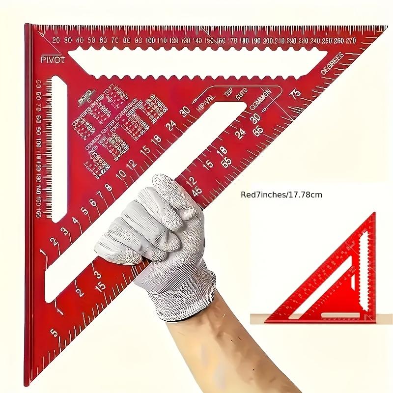 Precision aluminum square - red triangular woodworking ruler, home decoration and design projects
