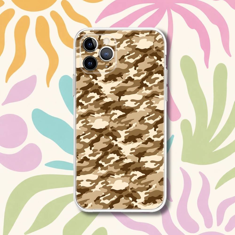 

C-Camouflage Camo Military Army Transparent Phone Case For iPhone 17,13,15,12,11,14,16 Pro Max Mini 7,8 Plus SE4,17E Air Fundas iPhone11PRO