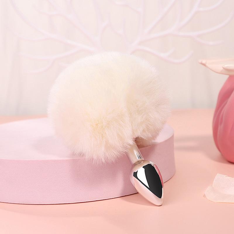 Metal Pointed Tip Plush Rabbit Tail Anal Plug Prostate Massager Butt Plug Fox Tail Cosplay Erotic Sex Toys For Adults Sex Game