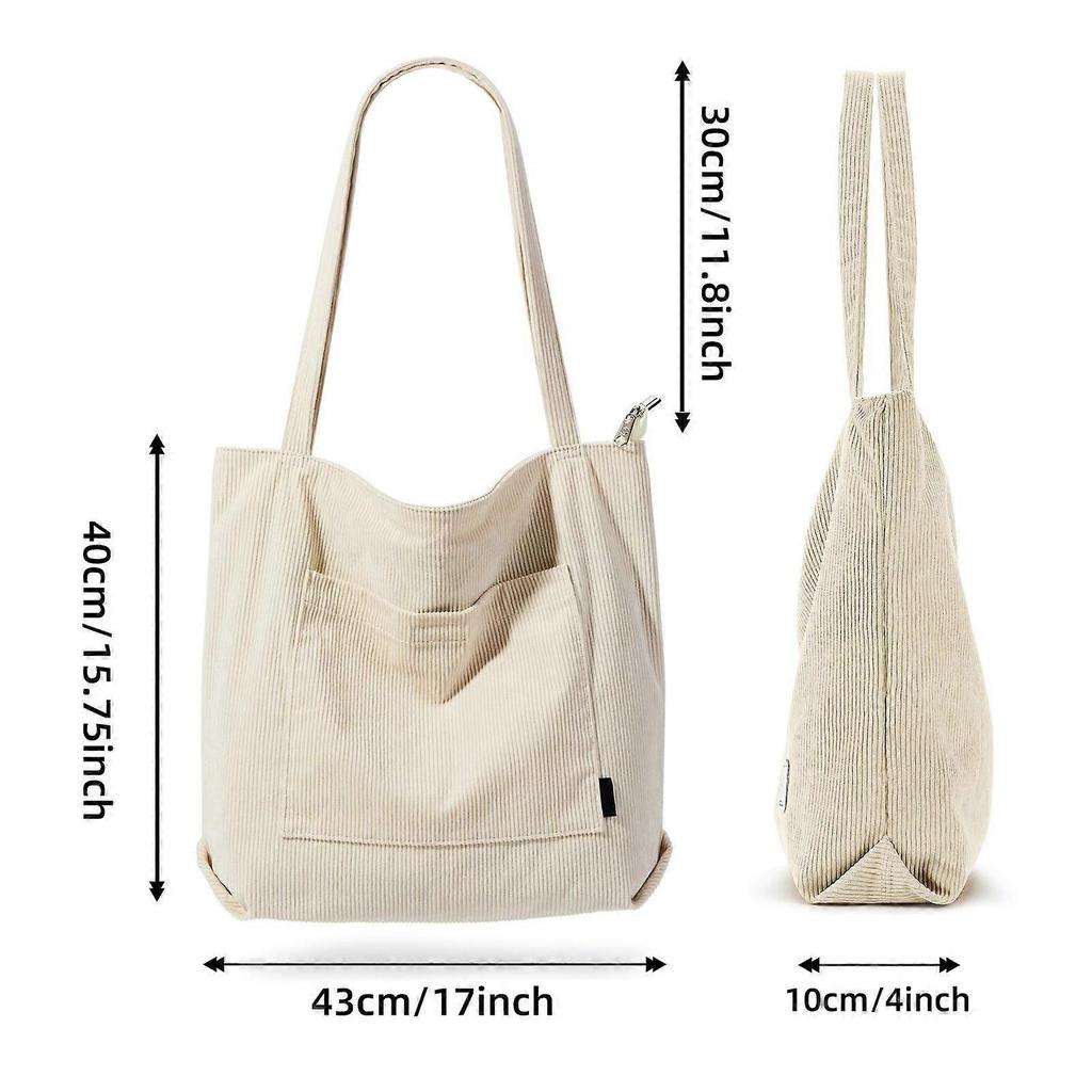 Women's Corduroy Shoulder Bag Large Capacity Handbag Casual Top Handle Bags for Students And Casual Enthusiasts Gray