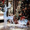 Weihnachtsbeleuchtung Rentier und Schlitten mit 170 warmweißen LEDs, Weihnachtsdekoration für den Innen- und Außenbereich, 60x29x115cm
