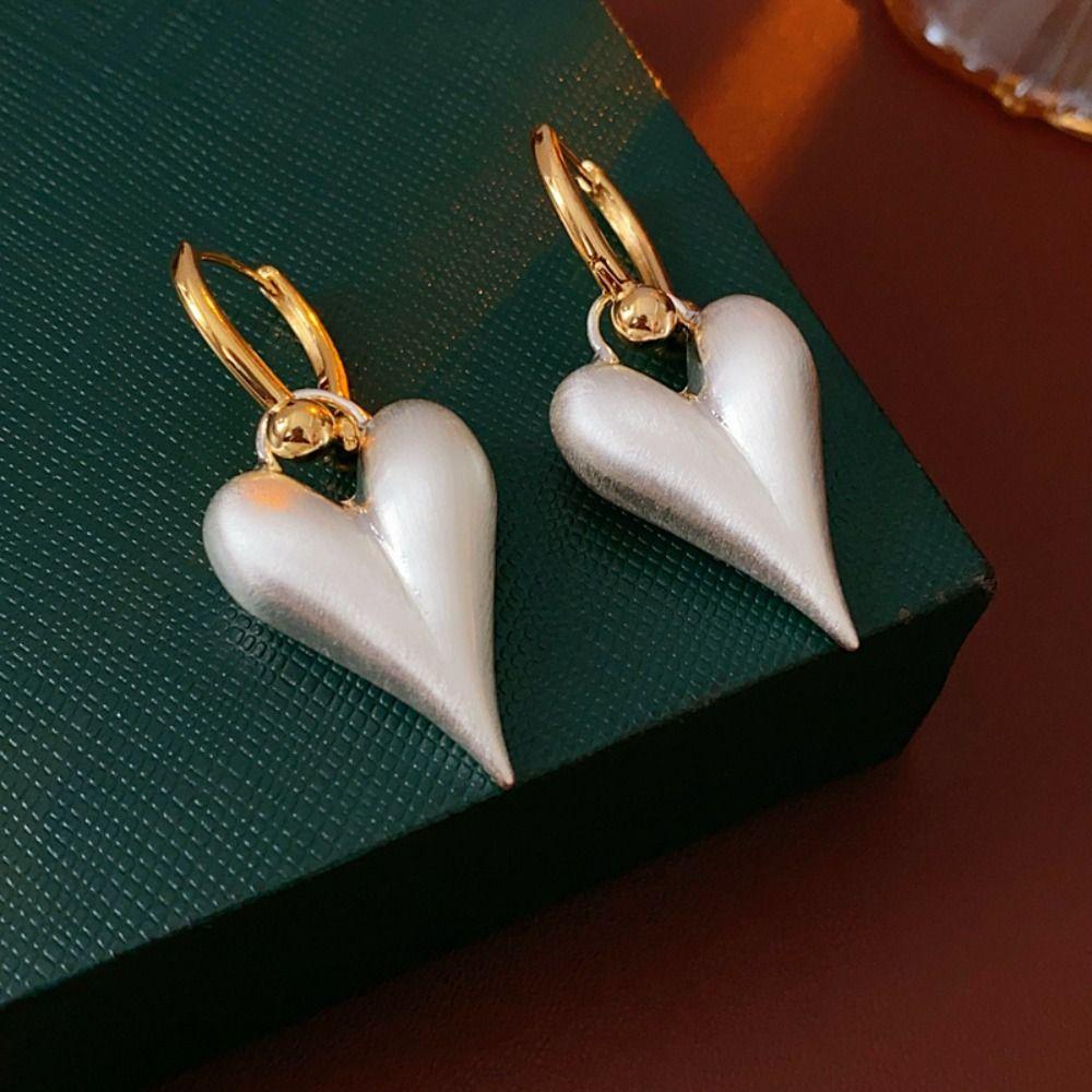 Love Pendant Metal Filigree Earrings Textured Hearts Earringdrop Sweet Heart Hoop Earrings  Daily