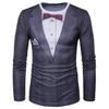 Funny Gentleman Suit Graphci Long Sleeve T Shirt For Men Casual Crew Neck Oversized Tee Shirt Tops For Men Clothes Streetwear