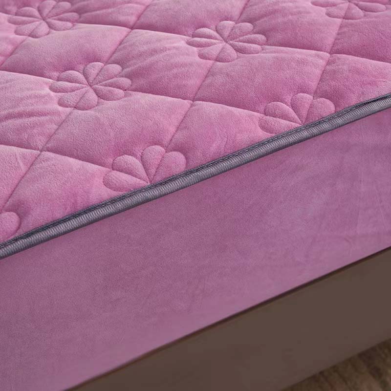 Jednokolorowy, królewski, rozmiar Queen, miękki, ciepły, aksamitny pokrowiec na materac, gruby, koralowy polar, pikowany, prześcieradło z dopasowaną gumką, nie zawiera poszewki na poduszkę