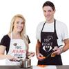 Couple Apron Set Polyester Kitchen Cooking Apparel Adjustable Ties MR & Mrs Design Black Matching Outfit Protection